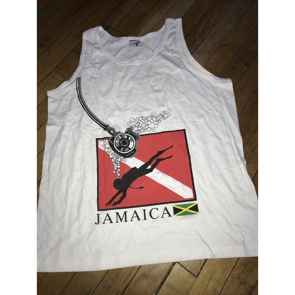 Red Stripe Beer Jamaica Large Cotton Tank Top NWT